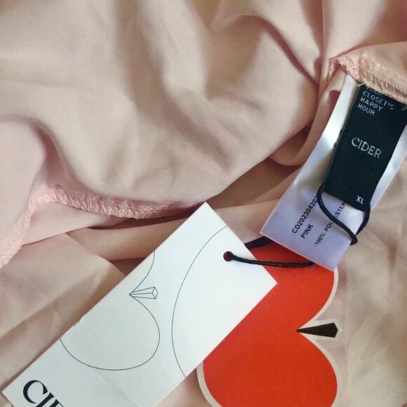 Cider Light Pink MESH U-NECKLINE TIERED BOWKNOT MINI DRESS Size XL NWT - Picture 12 of 12